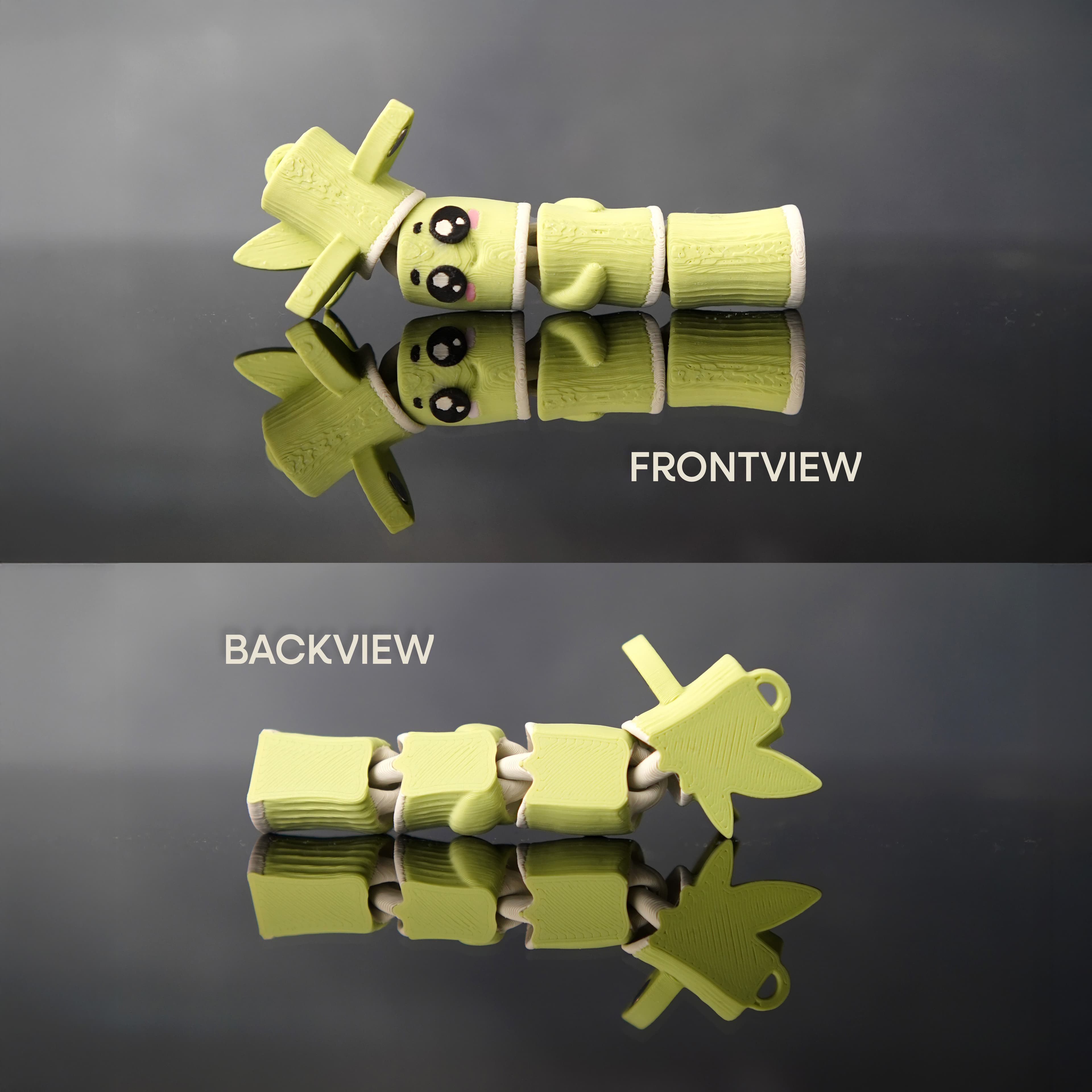 Flexi Bamboo Buddies - Set of two 3D printed articulated fidget keychains 2