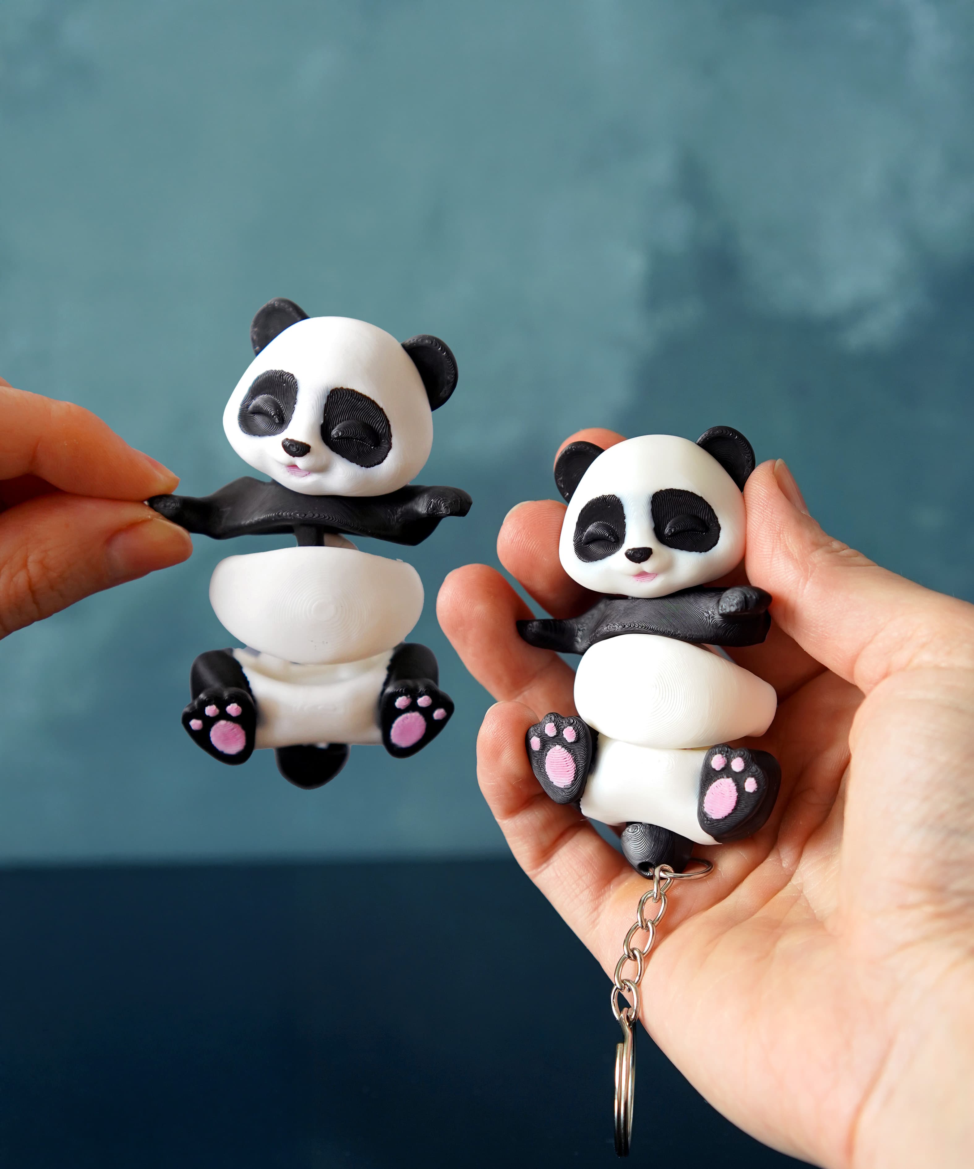 Peng the Flexi Panda - 3D printed articulated fidget keychain or toy 2