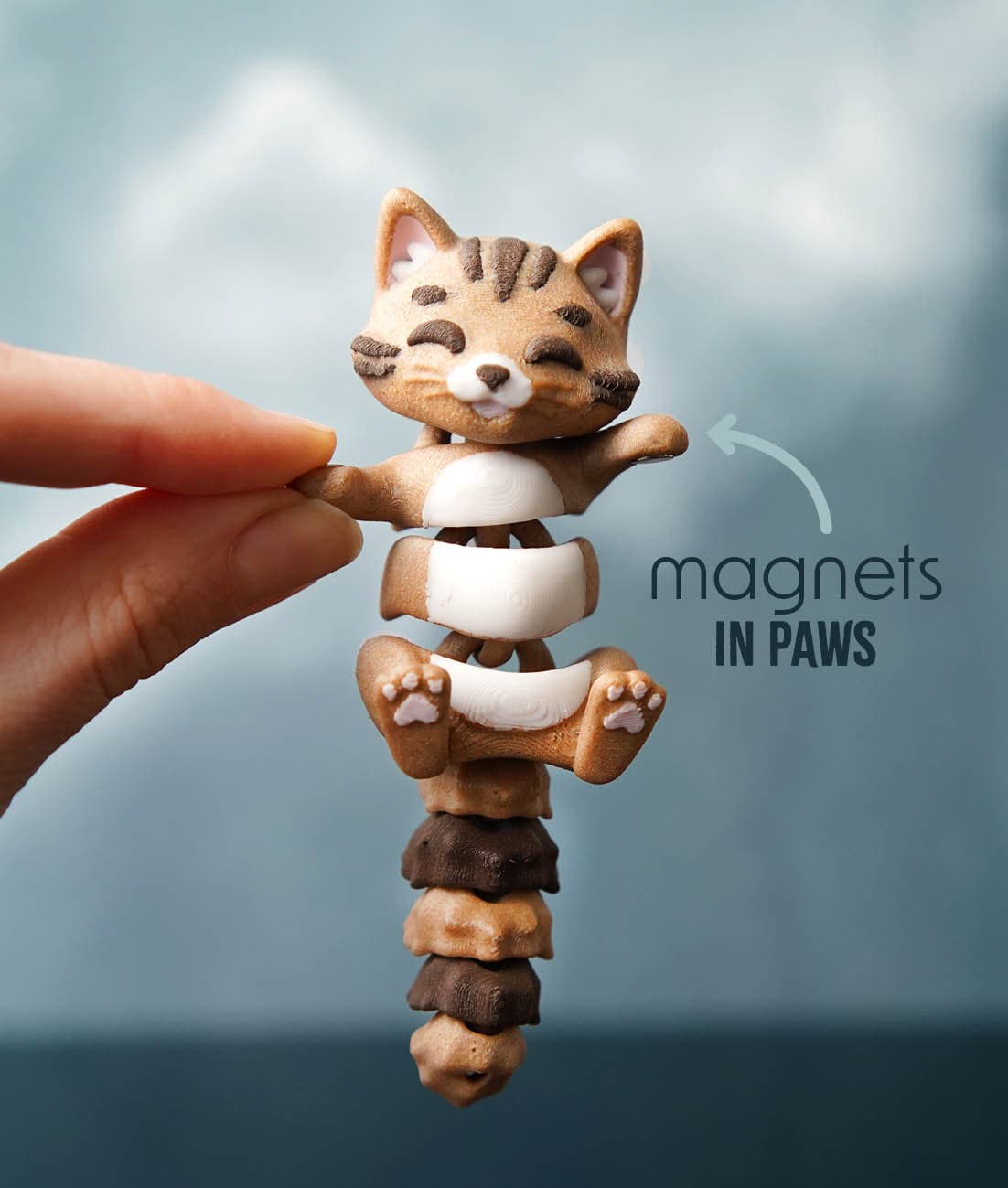 Coco the Flexi Cat - 3D printed articulated fidget keychain or toy 2