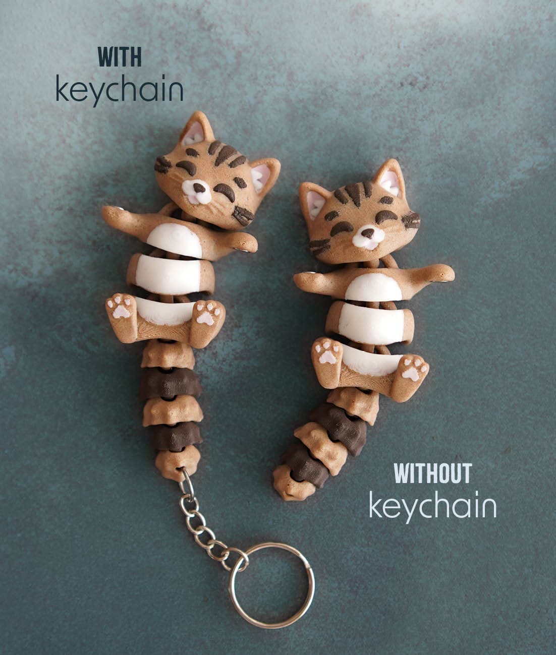 Coco the Flexi Cat - 3D printed articulated fidget keychain or toy 6