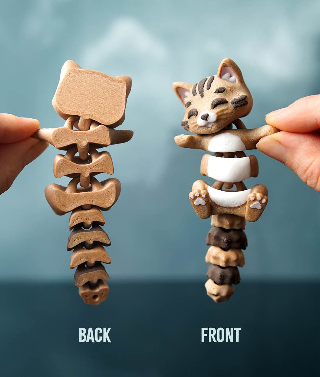 Coco the Flexi Cat - 3D printed articulated fidget keychain or toy 5
