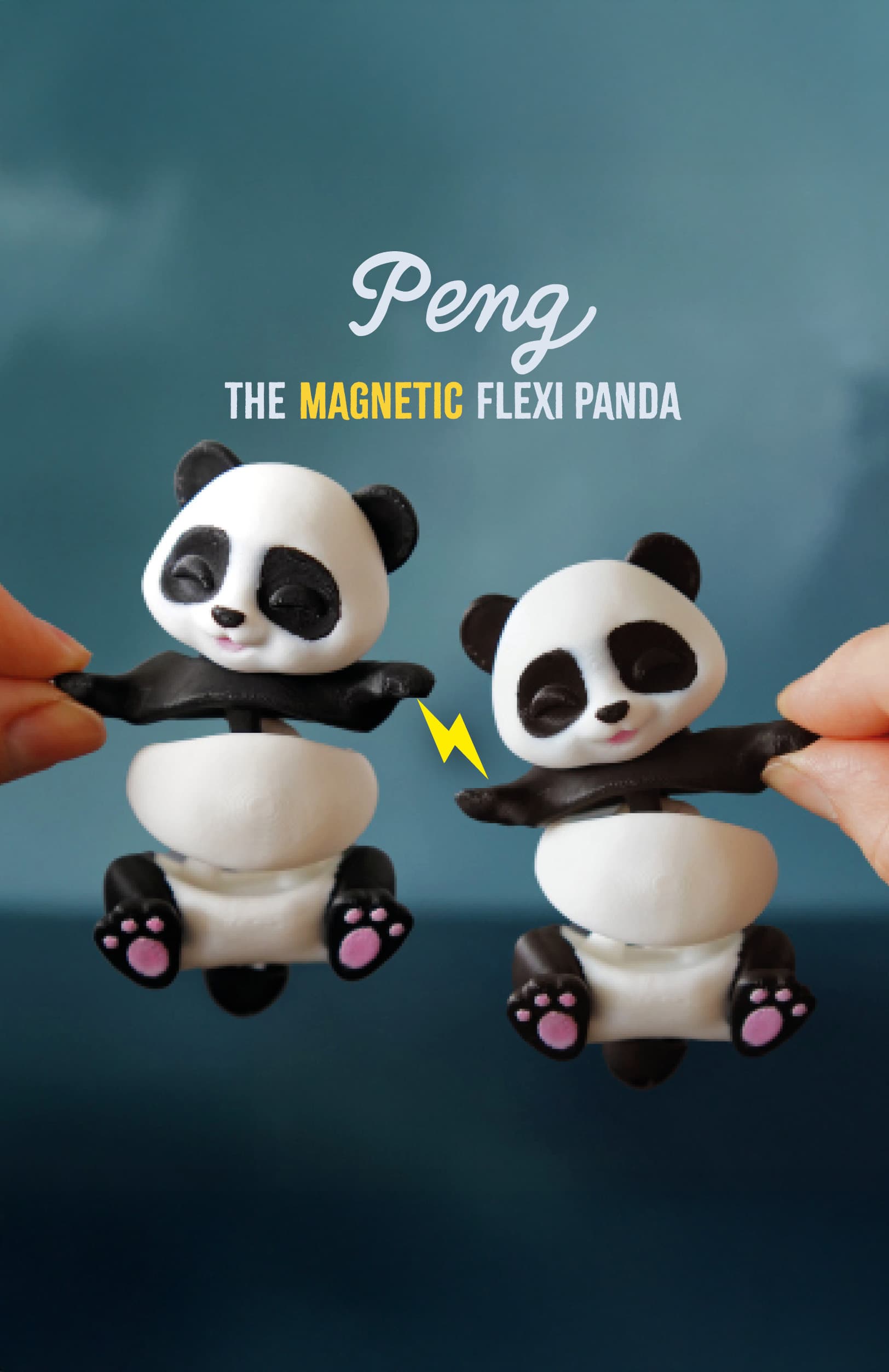 Peng the Flexi Panda - 3D printed articulated fidget keychain or toy