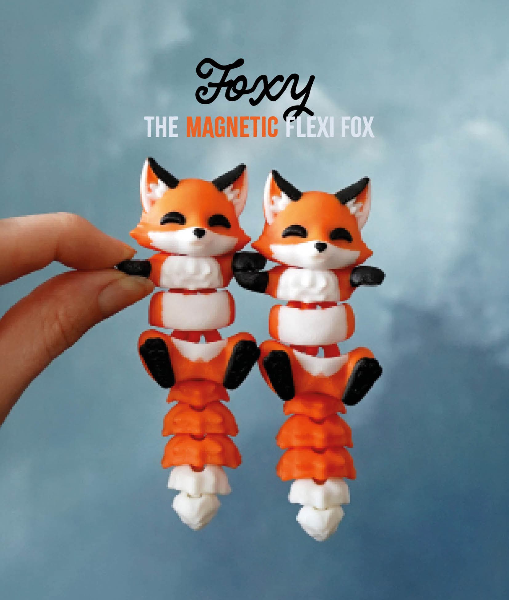 Foxy the Flexi Fox - 3D printed articulated fidget keychain or toy