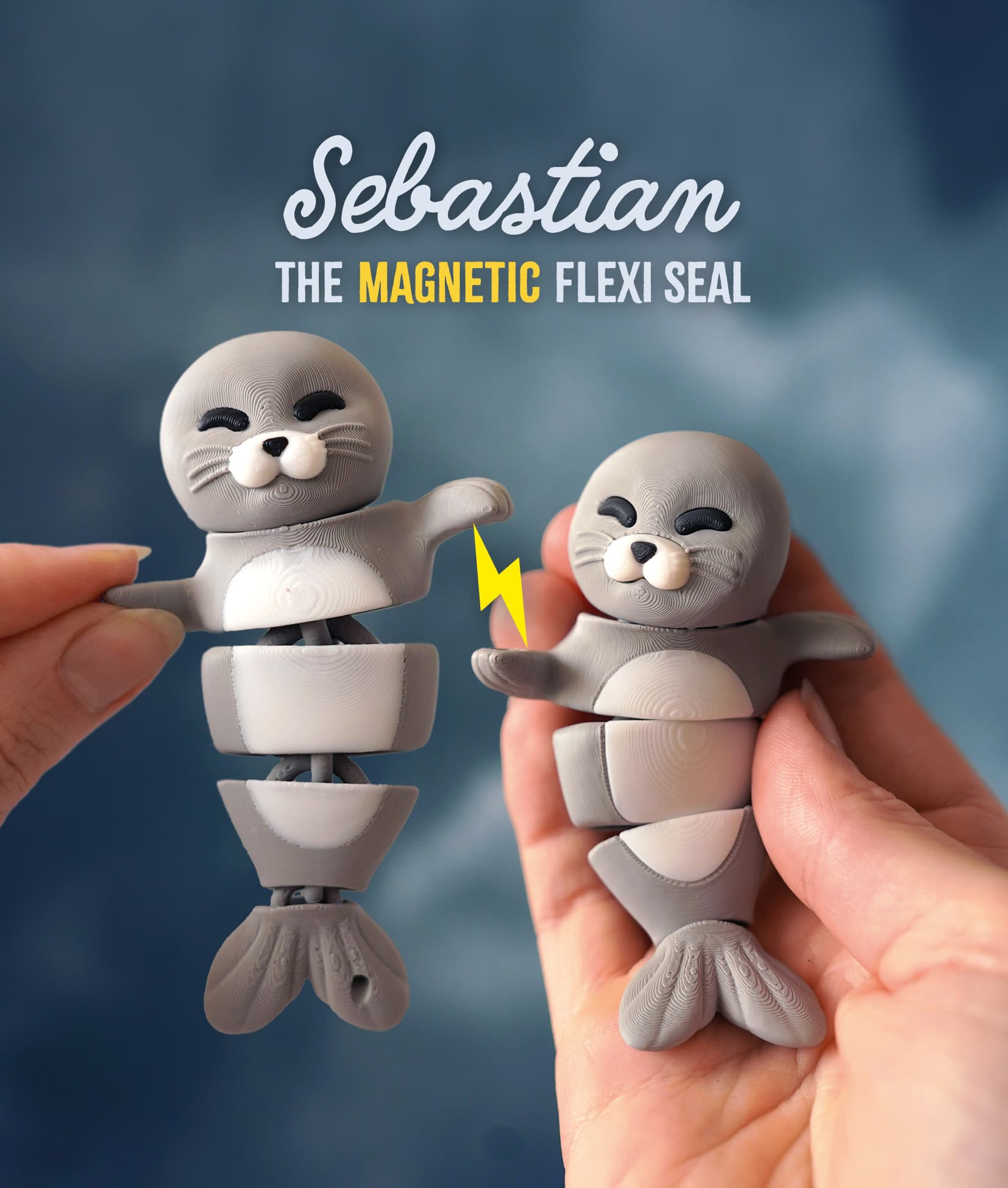 Sebastian the Flexi Seal - 3D printed articulated fidget keychain or toy