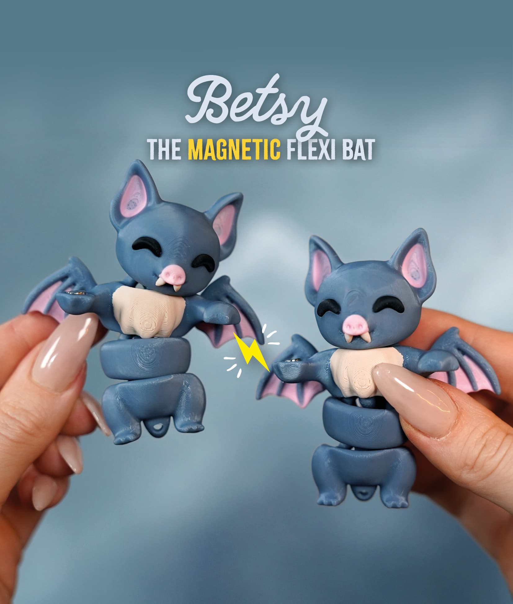 Betsy the Flexi Bat – Articulated Fidget Keychain or Toy
