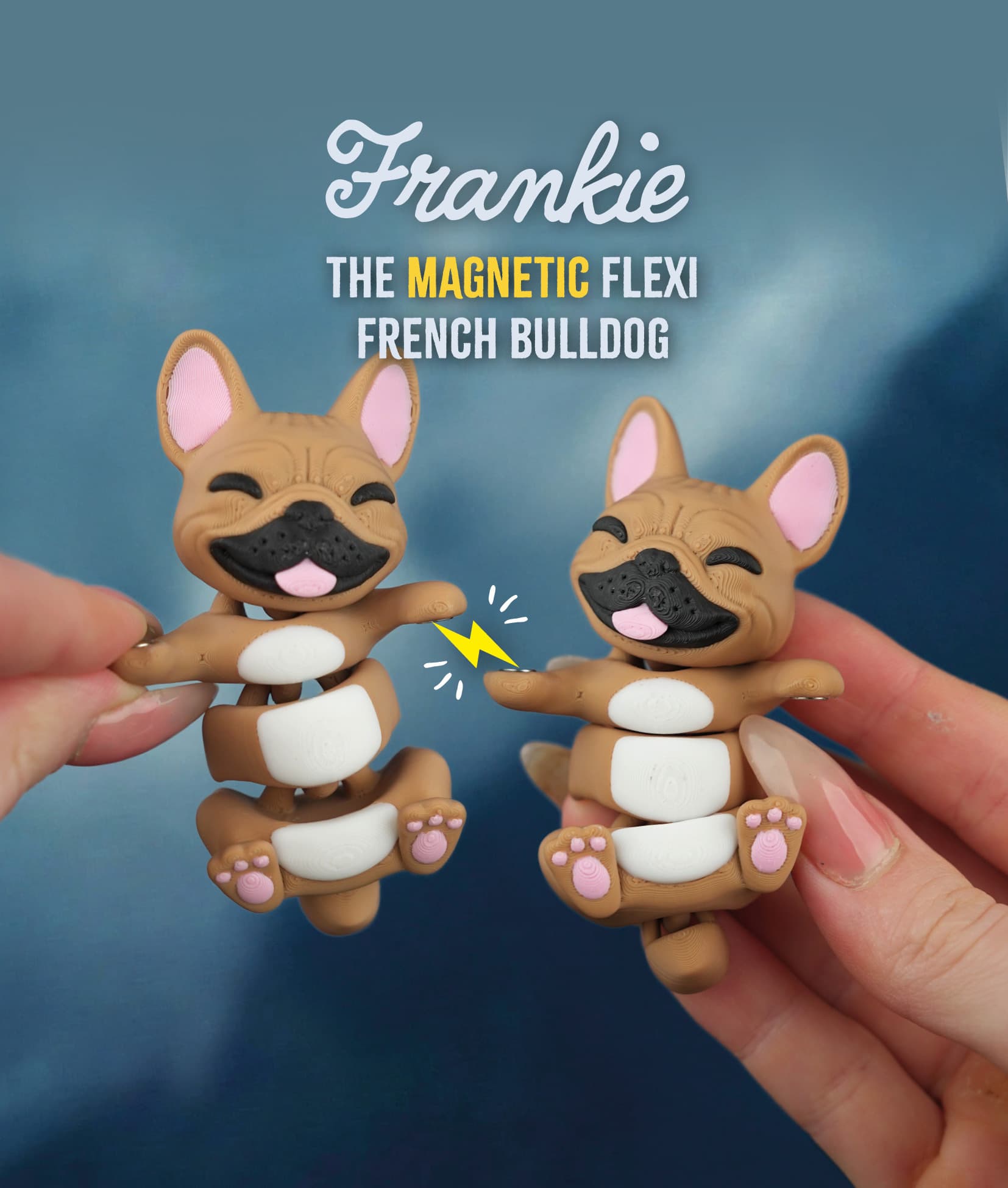 Frankie the Flexi French Bulldog – Articulated Fidget Keychain or Toy