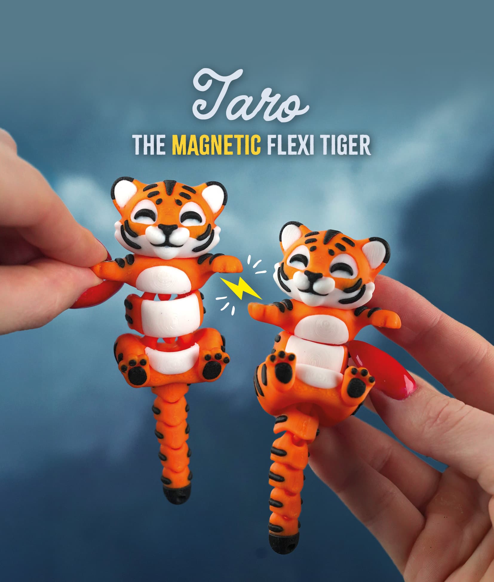 Taro the Flexi Tiger – Articulated Fidget Keychain or Toy